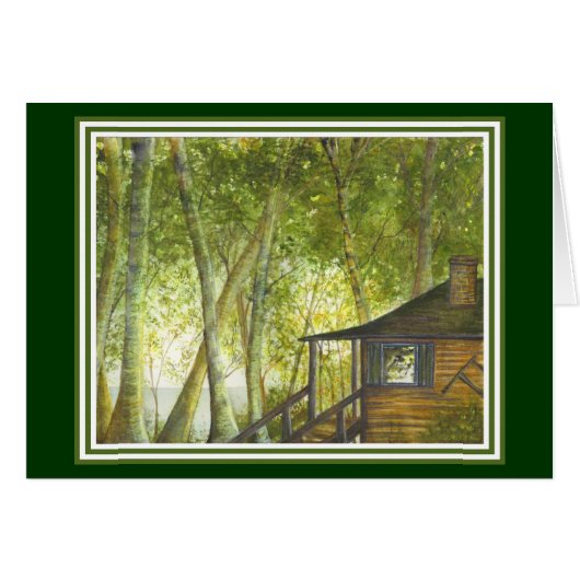 Cabin by the Lake Card by Brigid O'Neill Hovey (Front Horizontal)
