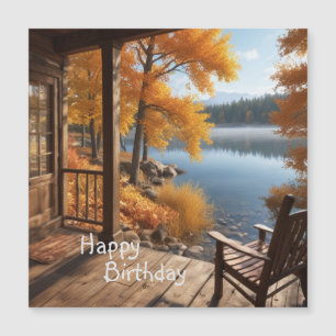 Cabin By the Lake Magnetic Birthday Card