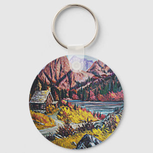 Cabin by the Lake & Mountains Keychain