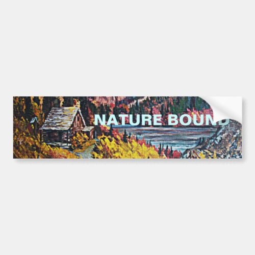 Cabin by the Lake Oil Painting Bumper Sticker