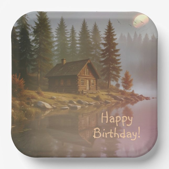 Cabin by the Lake Paper Plates (Front)