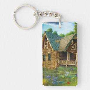 Cabin by the Pond Keychain