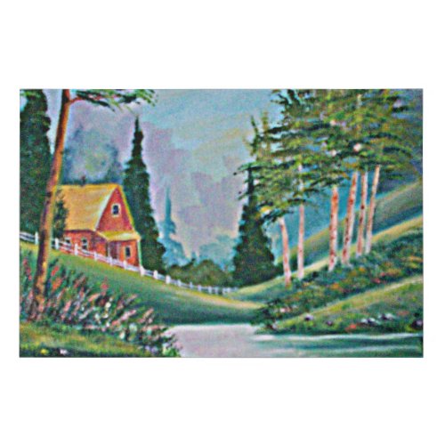 Cabin by the Stream Fine Art Painting 36x24 Faux Canvas Print