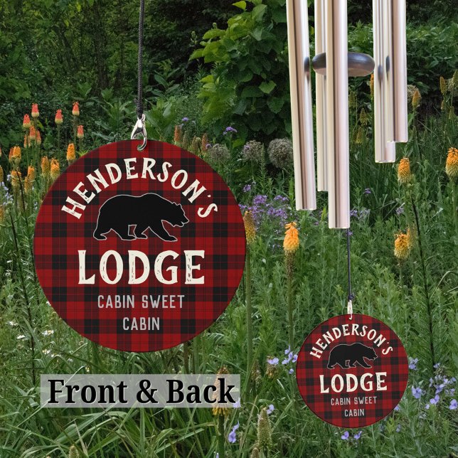 Cabin Cozy Winter Bear Rustic Lodge Personalized Wind Chime (Creator Uploaded)