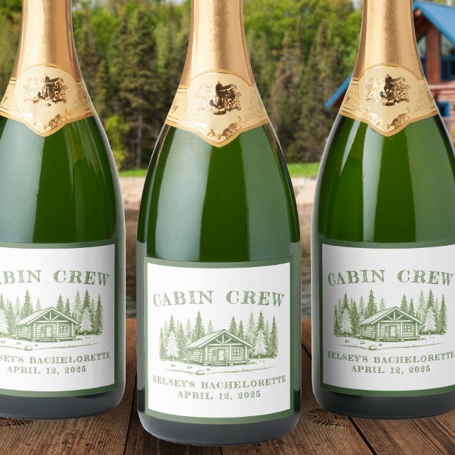 Cabin Crew Green Camp Bachelorette Party Sparkling Wine Label (Cabin Crew Green Camp Bachelorette Party Sparkling Wine Label
)