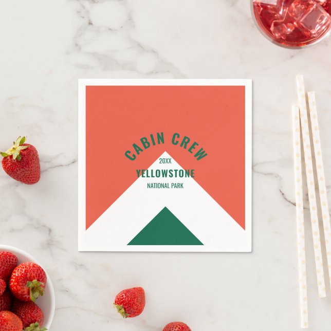 Cabin Crew Peronalized Destination Retro Red Green Napkins (Insitu)