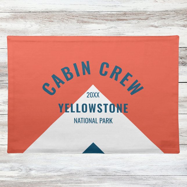 Cabin Crew Peronalized Destination Retro Red Navy Cloth Placemat (Creator Uploaded)
