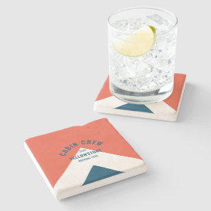 Cabin Crew Peronalized Destination Retro Red Navy Stone Coaster