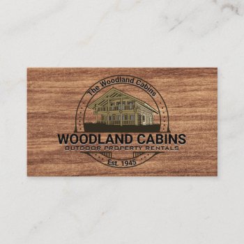 Cabin | Dark Wood Grain Texture Business Card by lovely_businesscards at Zazzle