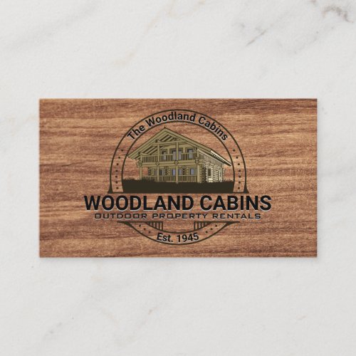 Cabin  Dark Wood Grain Texture Business Card