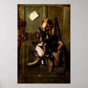 Cabin Door Still Life painting with ducks Poster