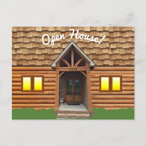 Cabin Facade Realtor Open House Postcard
