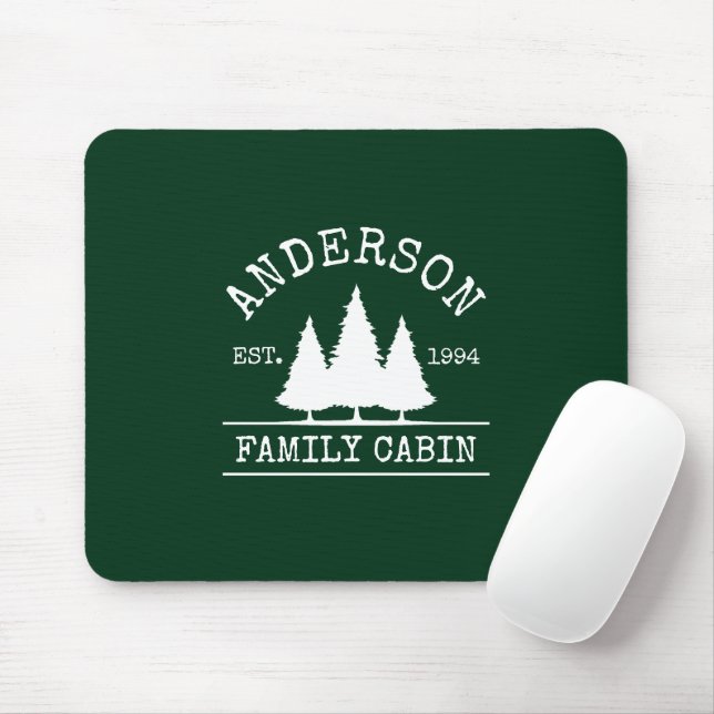Cabin Family Name Forest Green Mouse Pad (With Mouse)