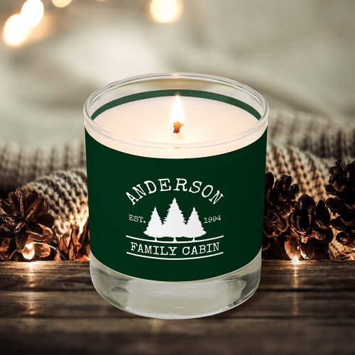 Cabin Family Name Forest Green Scented Candle
