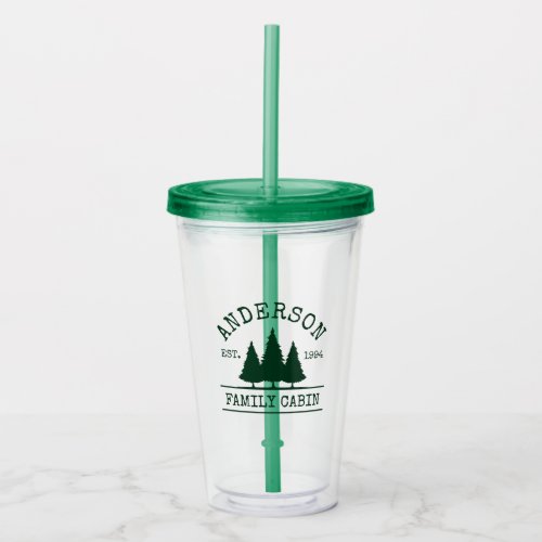 Cabin Family Name Green  Acrylic Tumbler