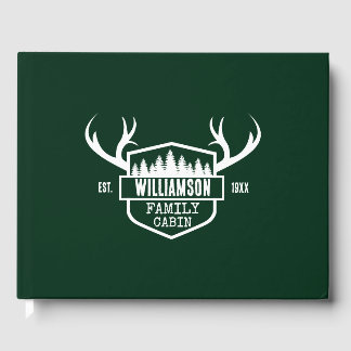 Cabin Family Name Green Guest Book