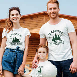 Cabin Family Name Green Pine Trees T-Shirt