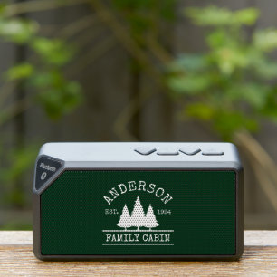 Cabin Family Name Pines Forest Green Bluetooth Speaker