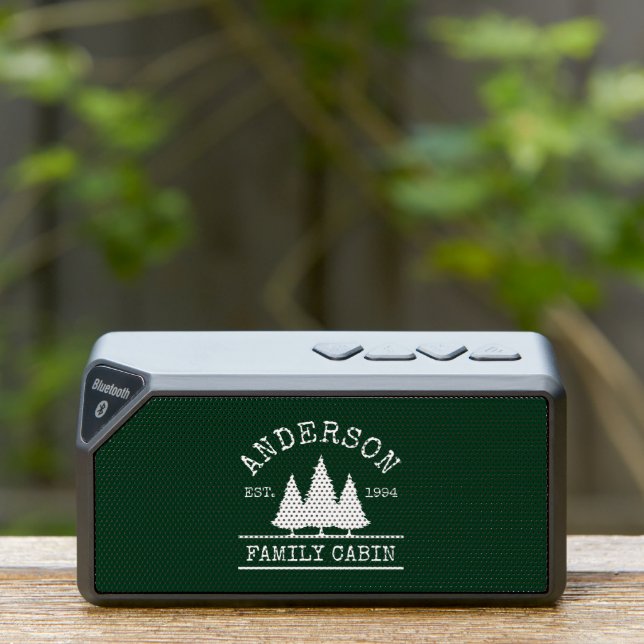Cabin Family Name Pines Forest Green  Bluetooth Speaker (Insitu(Outdoor))