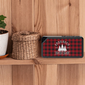 Cabin Family Name Pines Red Buffalo Plaid Bluetooth Speaker
