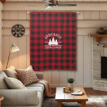 Cabin Family Name Red Buffalo Plaid Blackout Curtains<br><div class="desc">Family Name Cabin Red Buffalo Plaid with Pine Trees Blackout Curtain</div>