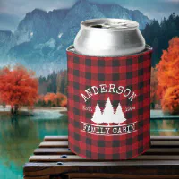 Buffalo Plaid Can Cooler, Deer Camp Beer Can Coozie