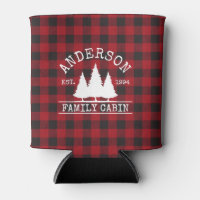 Buffalo Plaid Can Cooler, Deer Camp Beer Can Coozie