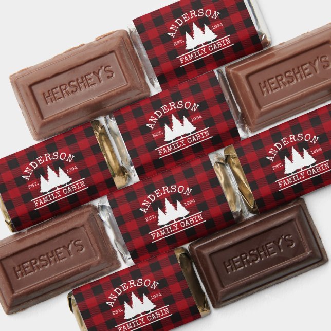 Cabin Family Name Red Buffalo Plaid Hershey's Miniatures (Assorted)
