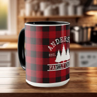 Cabin Family Name Red Buffalo Plaid Large