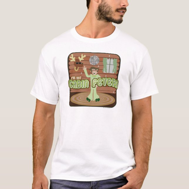 Cabin Fever Funny Disco Party Illustration T-Shirt (Front)