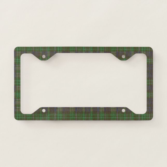 Cabin Forest Green Tartan License Plate Frame (Front)