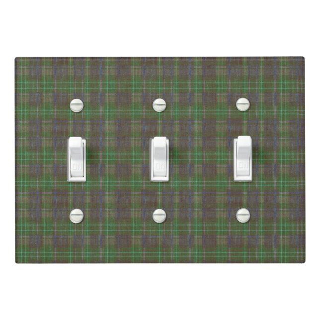 Cabin Forest Green Tartan Light Switch Cover (In Situ)