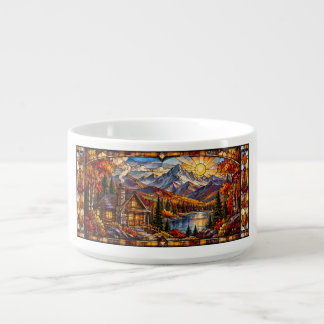 Cabin in Autumnal Mountain Landscape Bowl