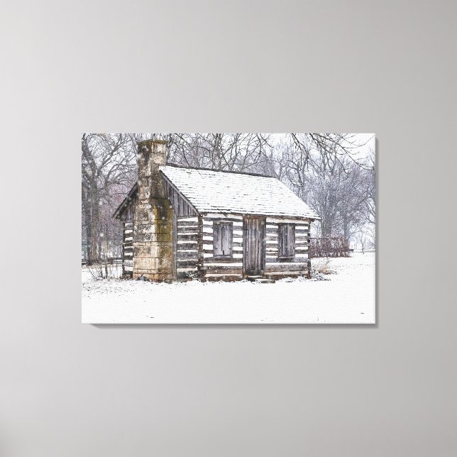 Cabin In The Snow Canvas Print (Front)