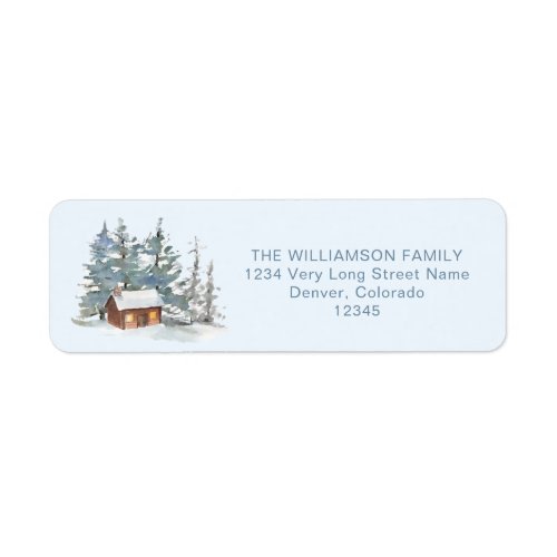 Cabin in the Snow Christmas Return Address Label