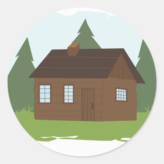 Cabin in the Trees Classic Round Sticker (Front)