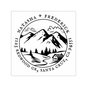 Cabin In The Woods Rustic Mountain Return Address Self-inking Stamp
