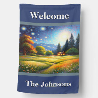 Cabin in Woods Welcome House Flag