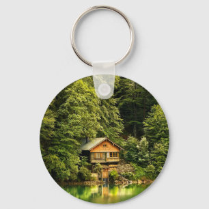 Cabin Lake House Keychain