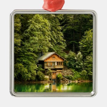 Cabin Lake House Metal Ornament by The_Everything_Store at Zazzle