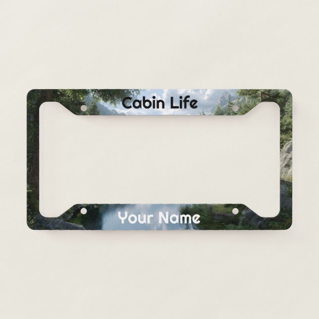 Cabin Life Custom Name Monogram License Plate Frame (Front)