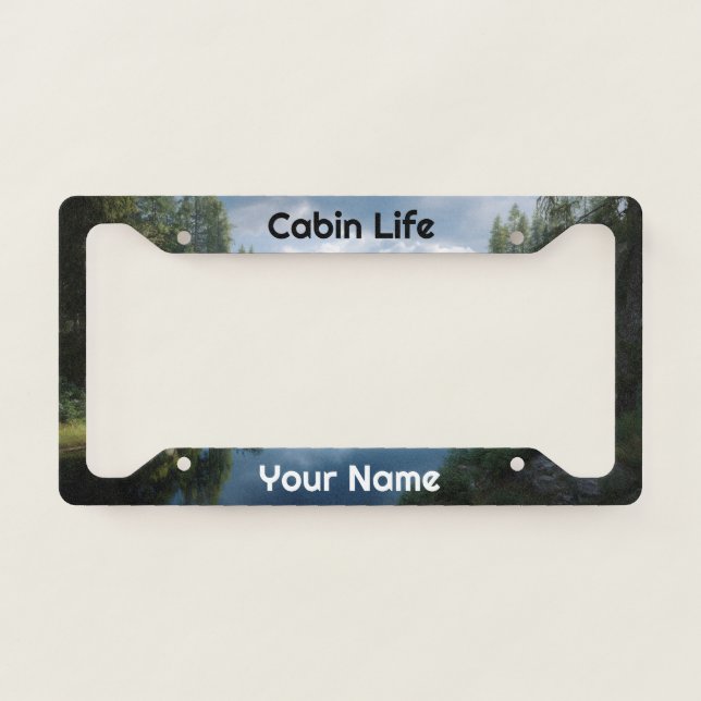 Cabin Life Custom Name Monogram License Plate Frame (Front)