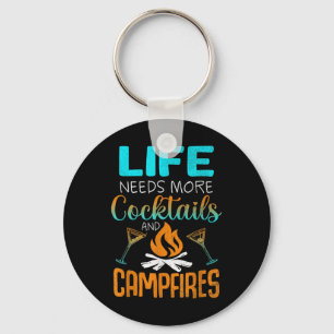 Cabin Life Tails Campfires Lake Bum Camping Woods Keychain