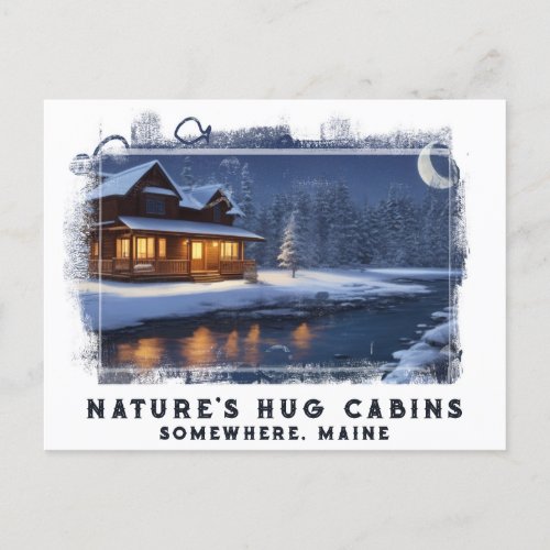  Cabin Moon Artsy  AP49 Winter Fishy Sketch Postcard