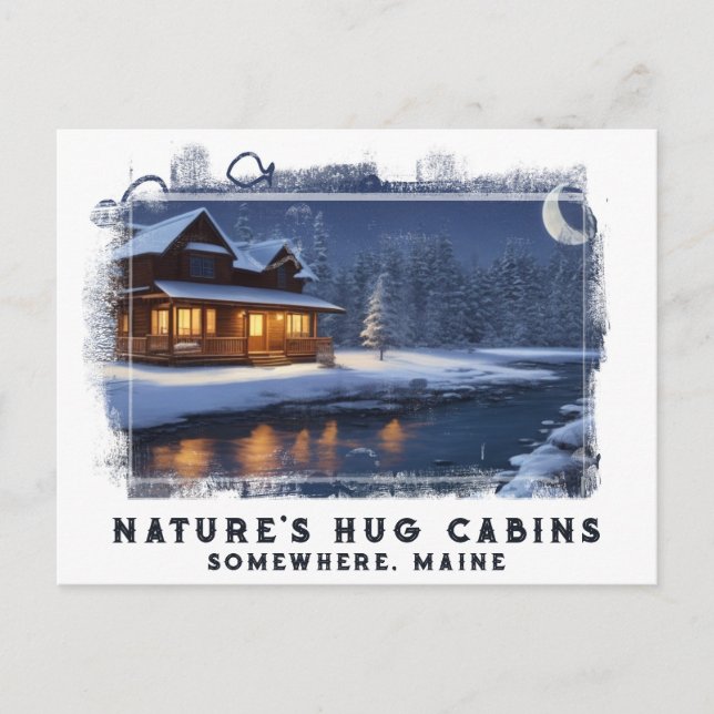 *~* Cabin Moon Artsy  AP49 Winter Fishy Sketch Postcard (Front)