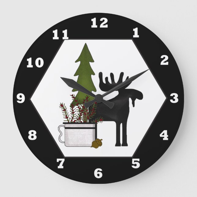 Cabin Moose Mix match wall clock (Front)