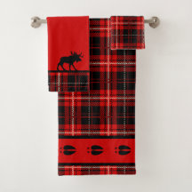 Cabin Moose Red and Black Plaid