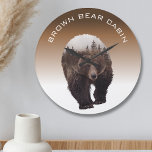 Cabin Mountain Home Decor Brown Bear Large Clock<br><div class="desc">This design may be personalized in the area provided by changing the photo and/or text. Or it can be customized by clicking Personalize this Template and then choosing the click to customize further option and delete or change the color of the background, add text, change the text color or style,...</div>