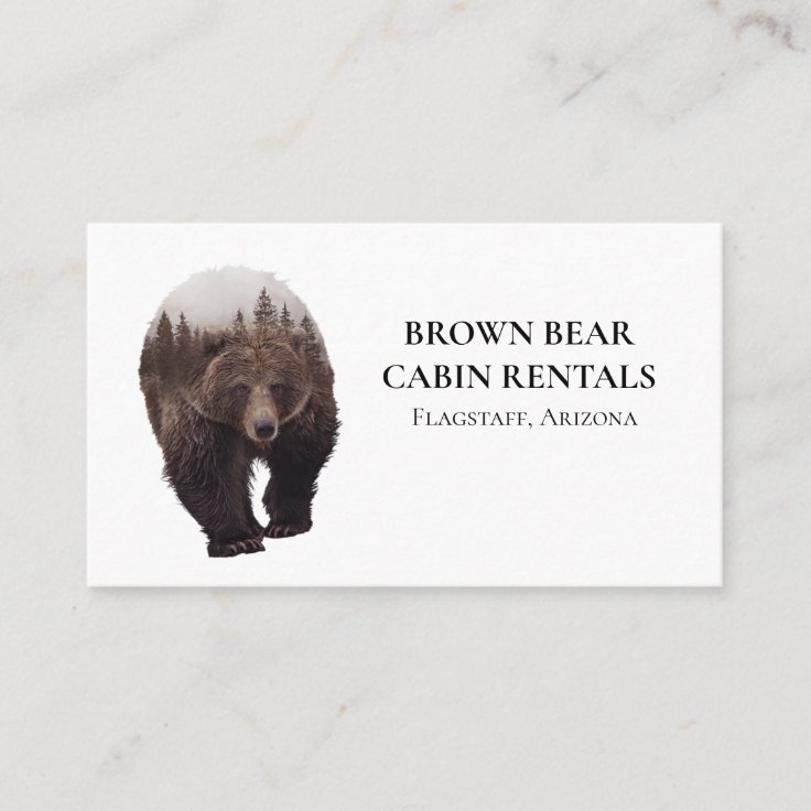 Cabin Mountain Home Vacation Rental Bear Business Card | Zazzle