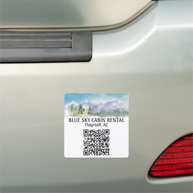  Cabin Mountain Rental Home STR QR Code Vacation   Car Magnet (In Situ)